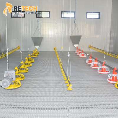 Broiler Floor Raising Automatic Pan Feeding and Nipple Drinking Line System