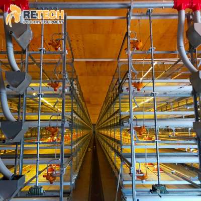 Automatic Broiler Chicken Farming H Type Battery Breeding System Chicken Cages in ghana farm